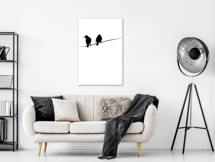 Canvas Bird Chatter (1-part) vertical - black animals on a white background 129577 additionalImage 3