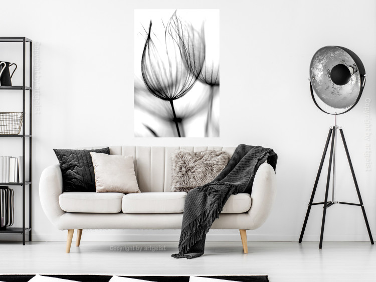 Wall Poster Dandelion in the Wind - black dandelion flower on a contrasting background 129777 additionalImage 4