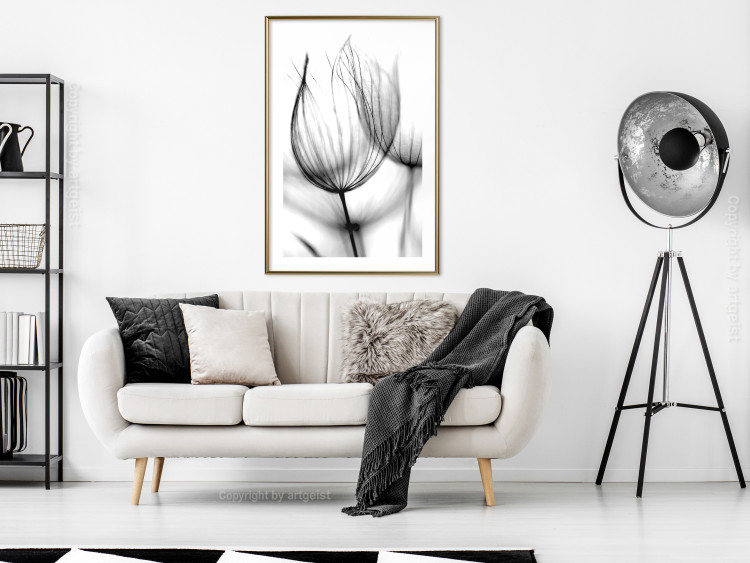 Wall Poster Dandelion in the Wind - black dandelion flower on a contrasting background 129777 additionalImage 15
