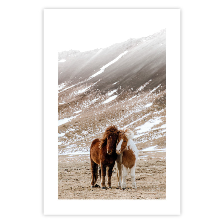 Poster Warm Friendship - autumn landscape of a pair of animals against a mountain backdrop 130377 additionalImage 19