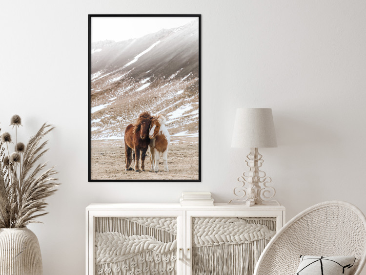 Poster Warm Friendship - autumn landscape of a pair of animals against a mountain backdrop 130377 additionalImage 6