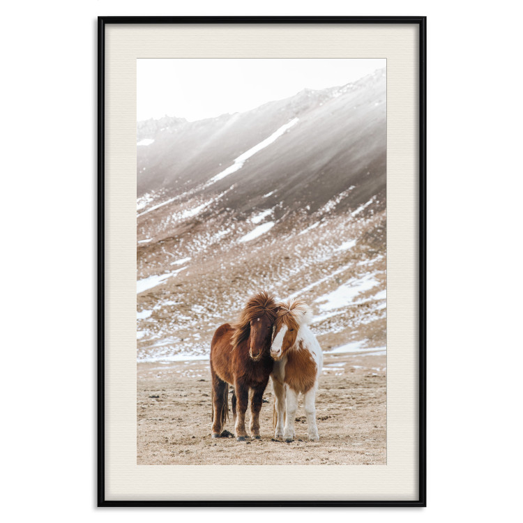 Poster Warm Friendship - autumn landscape of a pair of animals against a mountain backdrop 130377 additionalImage 19