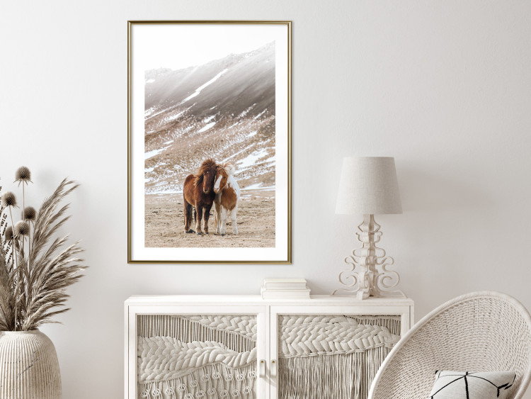 Poster Warm Friendship - autumn landscape of a pair of animals against a mountain backdrop 130377 additionalImage 13