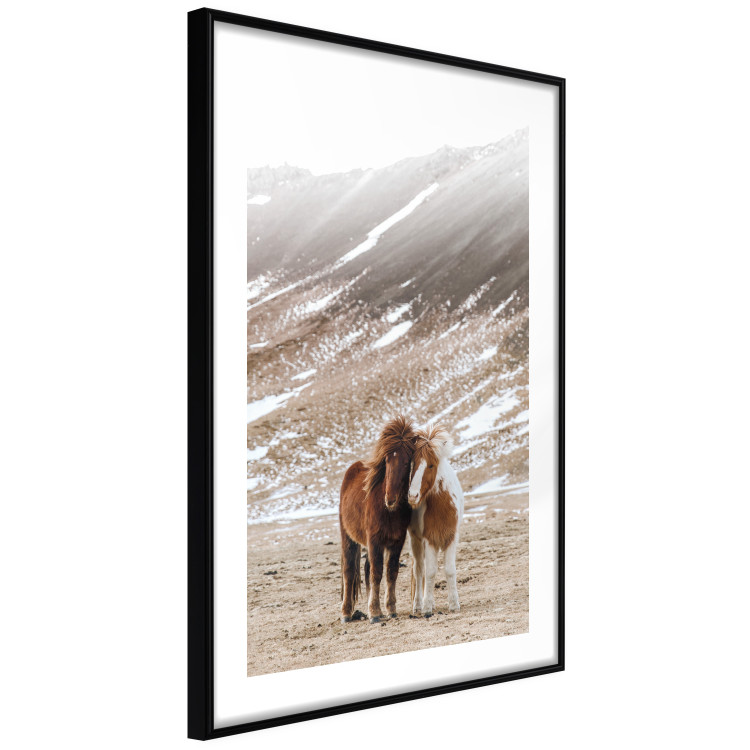 Poster Warm Friendship - autumn landscape of a pair of animals against a mountain backdrop 130377 additionalImage 8