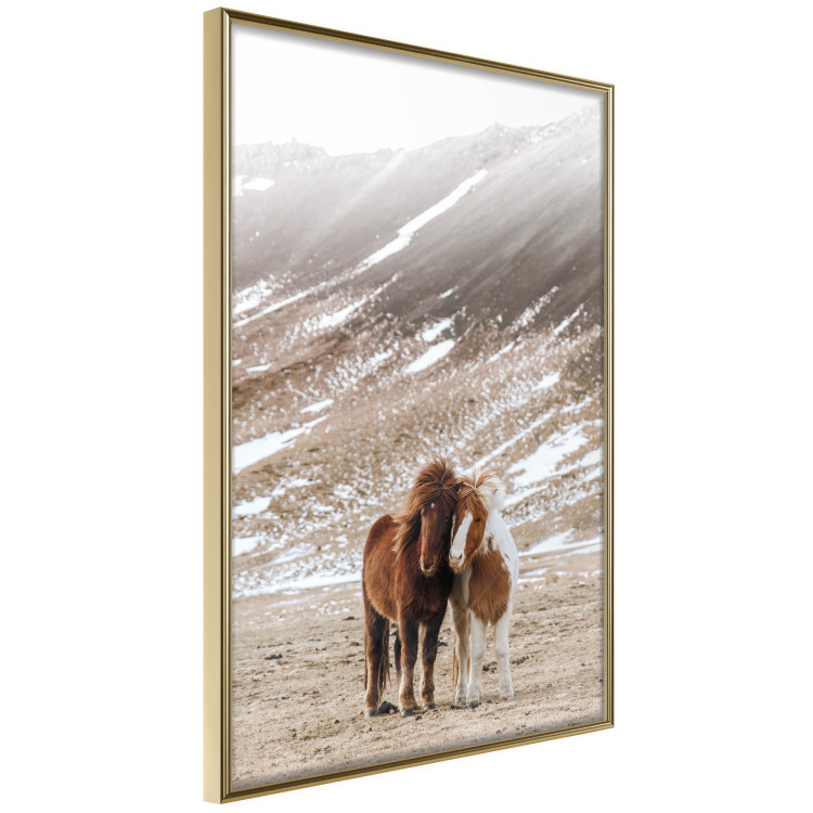 Poster Warm Friendship - autumn landscape of a pair of animals against a mountain backdrop 130377 additionalImage 12