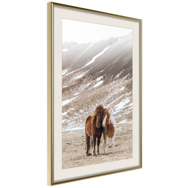 Poster Warm Friendship - autumn landscape of a pair of animals against a mountain backdrop 130377 additionalImage 3