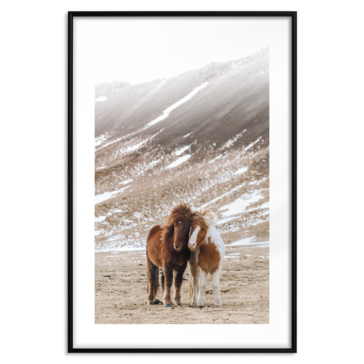 Poster Warm Friendship - autumn landscape of a pair of animals against a mountain backdrop 130377 additionalImage 15