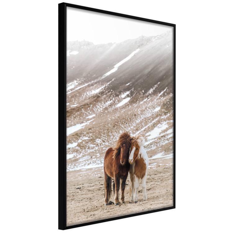 Poster Warm Friendship - autumn landscape of a pair of animals against a mountain backdrop 130377 additionalImage 13