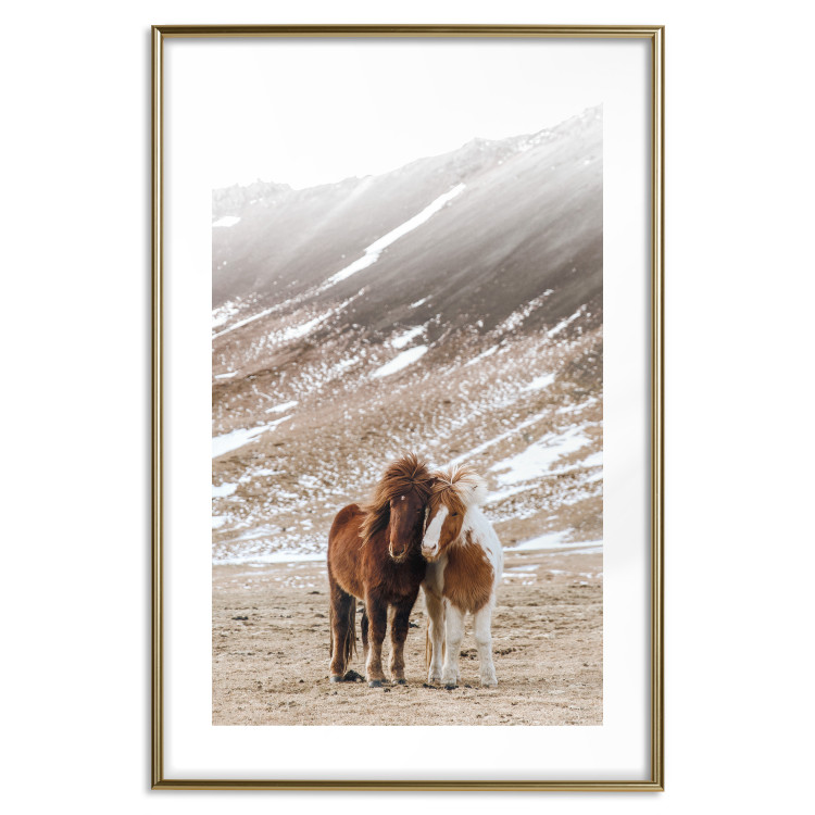 Poster Warm Friendship - autumn landscape of a pair of animals against a mountain backdrop 130377 additionalImage 14