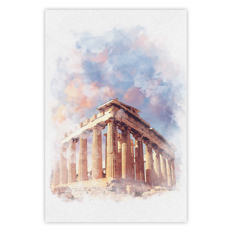 Poster Painted Parthenon - historic building in Athens in watercolor motif 131777