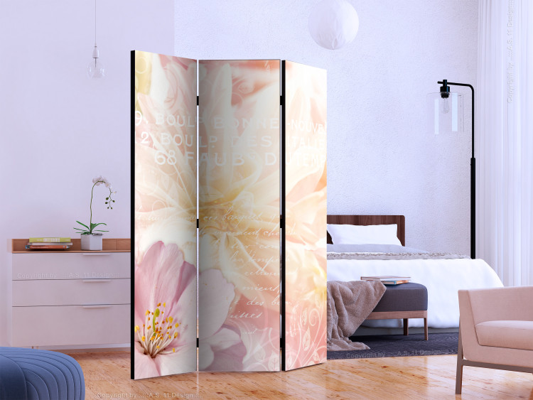 Room Divider Romantic Message (3-piece) - light pink flowers and captions 132677 additionalImage 2