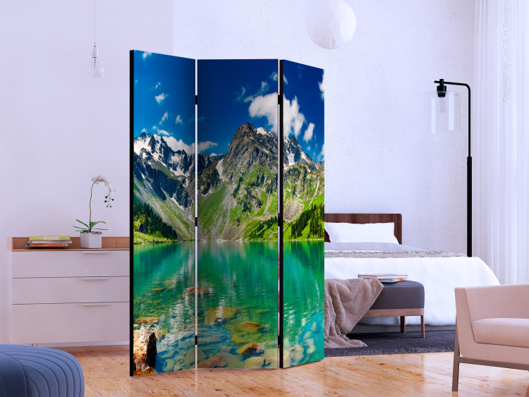 Room Divider Mountain Lake (3-piece) - azure water amidst wild nature 132977 additionalImage 2