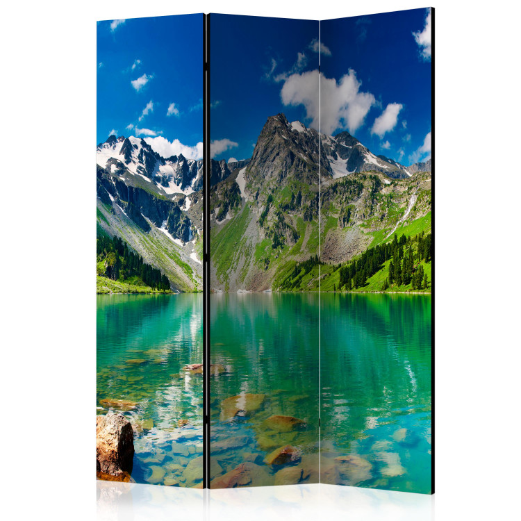 Room Divider Mountain Lake (3-piece) - azure water amidst wild nature 132977