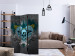 Room Separator Darkness (3-piece) - blue skulls and white flowers on gray background 133277 additionalThumb 4