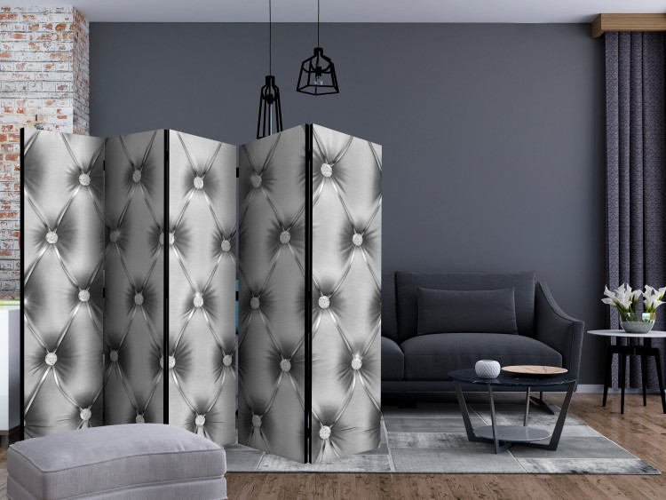 Room Divider Silver Luxury II - quilted leather texture in gray background composition 133577 additionalImage 4