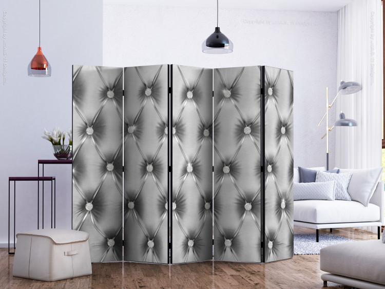 Room Divider Silver Luxury II - quilted leather texture in gray background composition 133577 additionalImage 2