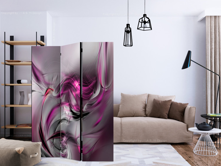 Room Divider Pink Swirls II - abstract space with purple smoke 133677 additionalImage 4