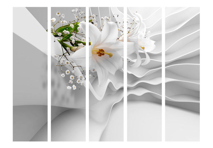 Room Separator Flowers for Modernity II - lily flower on abstract white background 133877 additionalImage 3