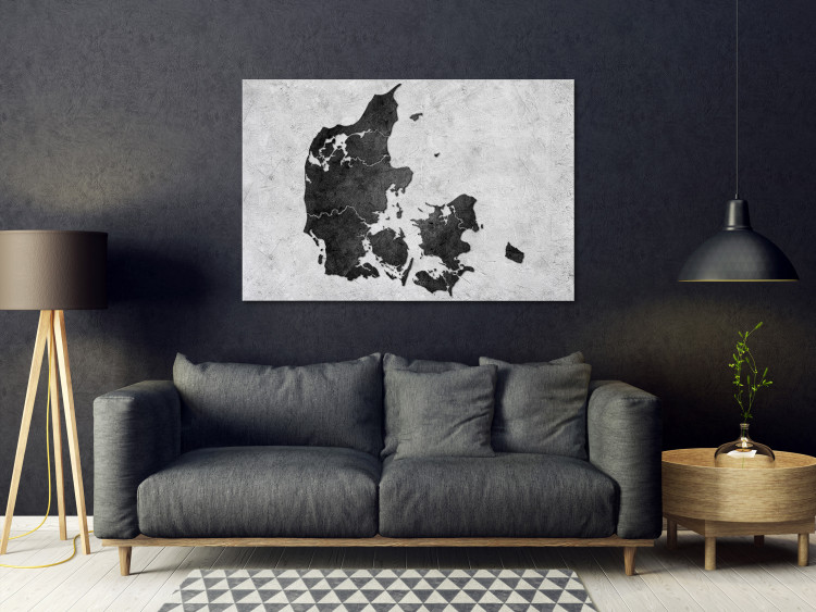 Canvas Print Denmark on the stone - contour map of the Nordic state 135177 additionalImage 3