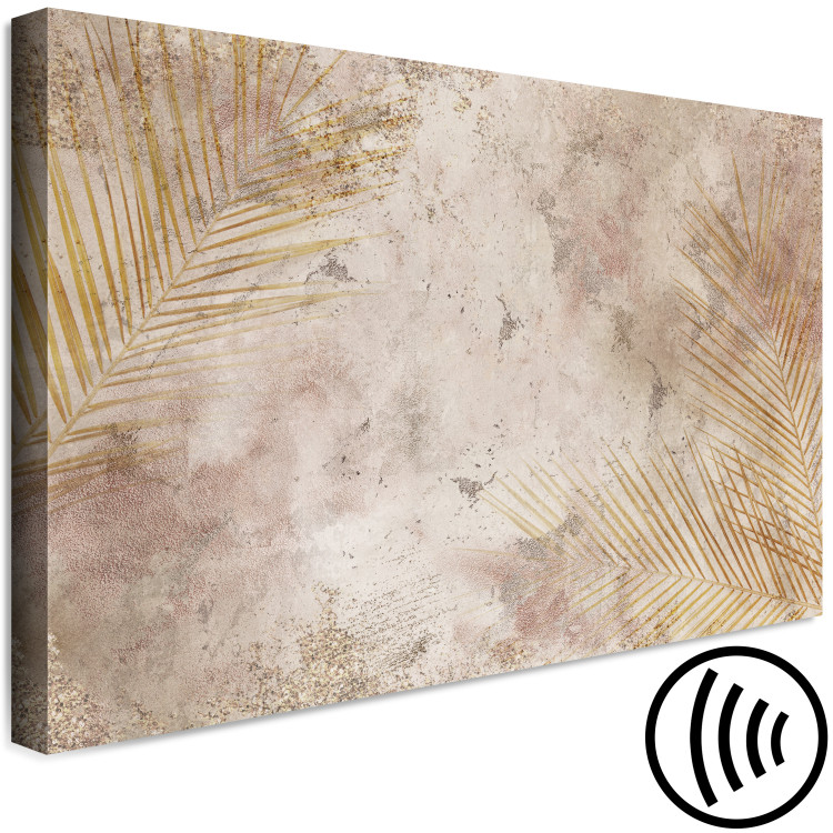 Canvas Art Print Golden Nature (1-piece) Wide - small palm leaves and beige background 142777 additionalImage 6