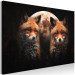 Canvas Print Forest Animals (1-piece) - two foxes and a moon on a black background 144777 additionalThumb 2