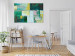 Canvas Art Print Oil Abstraction (1-piece) - geometric composition in greens 145177 additionalThumb 3