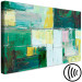 Canvas Art Print Oil Abstraction (1-piece) - geometric composition in greens 145177 additionalThumb 6