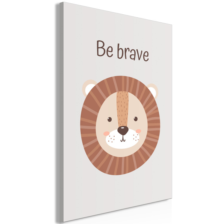 Canvas Art Print Be Brave (1-piece) - cheerful lion and motivating slogan for children 146577 additionalImage 2