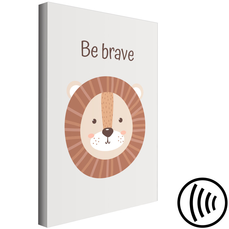 Canvas Art Print Be Brave (1-piece) - cheerful lion and motivating slogan for children 146577 additionalImage 6