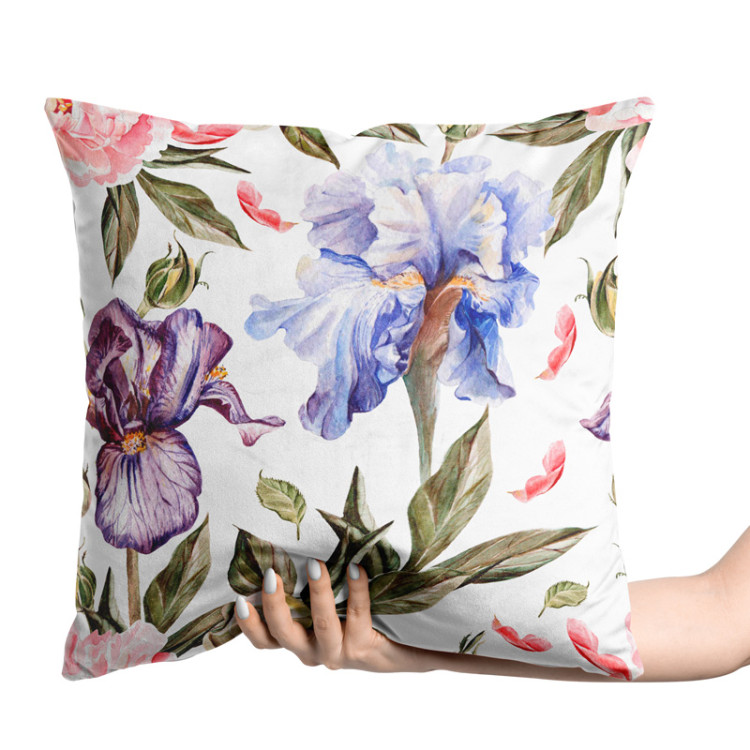 Decorative Velor Pillow Morning among the irises - a plant composition in cottagecore style 147077 additionalImage 2