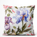 Decorative Velor Pillow Morning among the irises - a plant composition in cottagecore style 147077