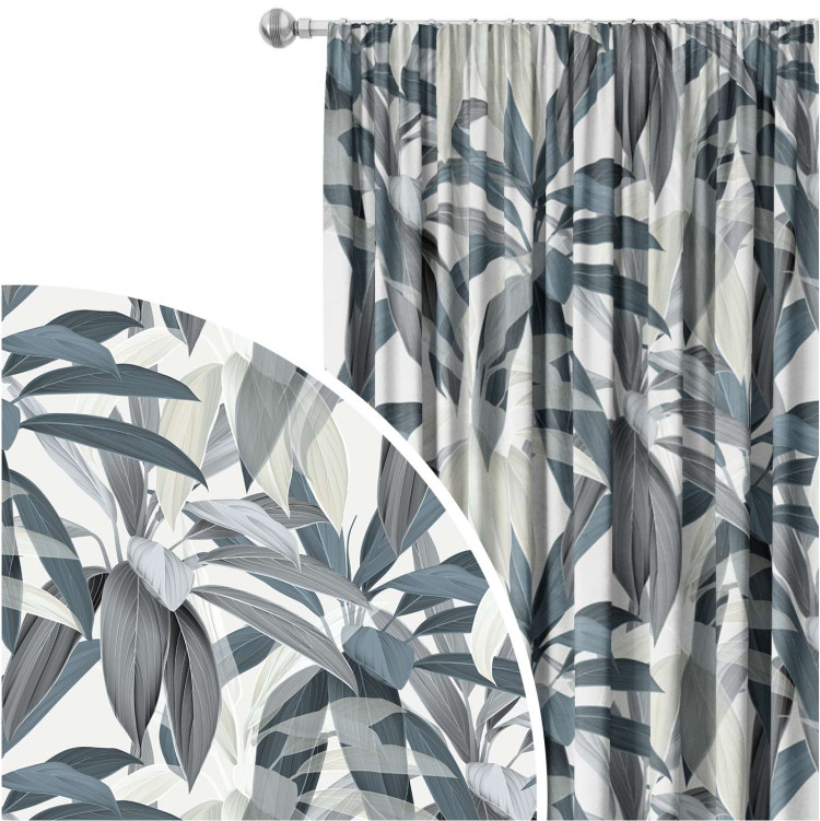 Decorative Curtain Leaf composition - theme in green and grey tones 147277