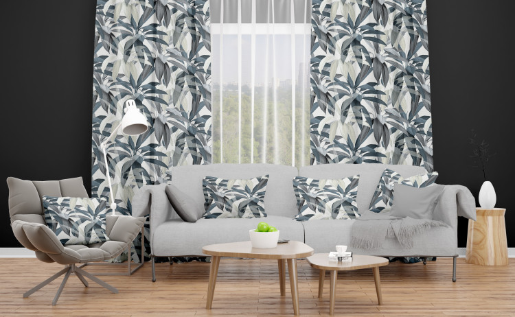 Decorative Curtain Leaf composition - theme in green and grey tones 147277 additionalImage 2