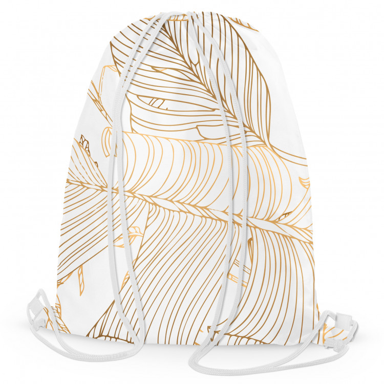 Backpack Art Nouveau leaves - a minimalist floral pattern in gold 147477