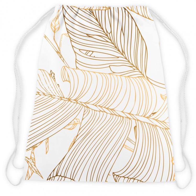 Backpack Art Nouveau leaves - a minimalist floral pattern in gold 147477 additionalImage 2