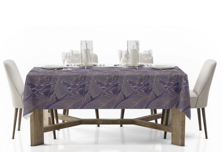 Tablecloth Gold leafing - graphic floral motif with leaves in linear art 147677 additionalImage 2