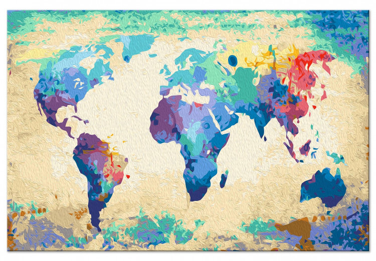 Paint by Number Kit Colorful Continents - Watercolor World Map in Rainbow Colors 148877 additionalImage 6