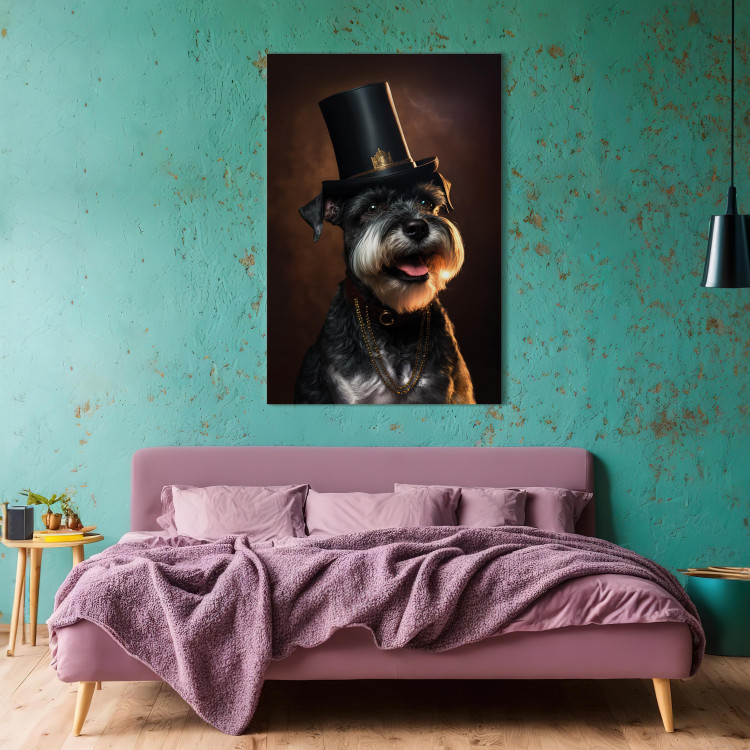 Canvas AI Dog Miniature Schnauzer - Portrait of a Cheerful Animal in a Top Hat - Vertical 150177 additionalImage 3