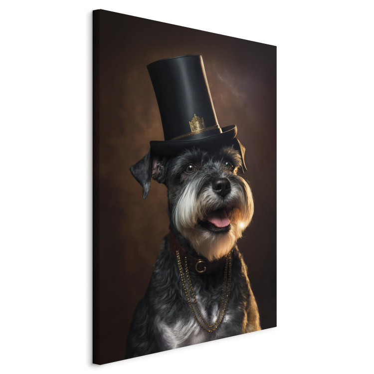 Canvas AI Dog Miniature Schnauzer - Portrait of a Cheerful Animal in a Top Hat - Vertical 150177 additionalImage 2