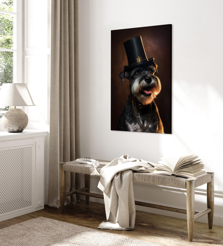 Canvas AI Dog Miniature Schnauzer - Portrait of a Cheerful Animal in a Top Hat - Vertical 150177 additionalImage 10