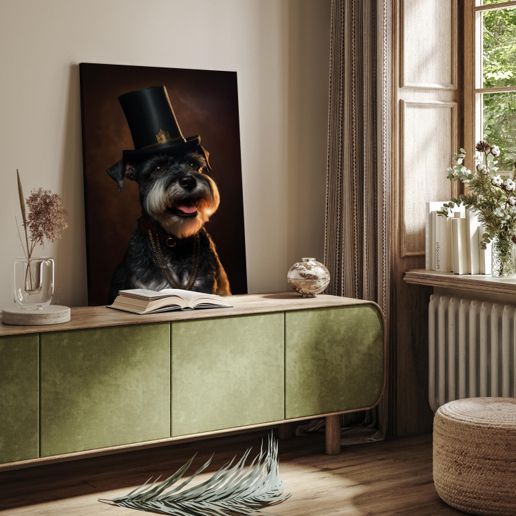 Canvas AI Dog Miniature Schnauzer - Portrait of a Cheerful Animal in a Top Hat - Vertical 150177 additionalImage 11
