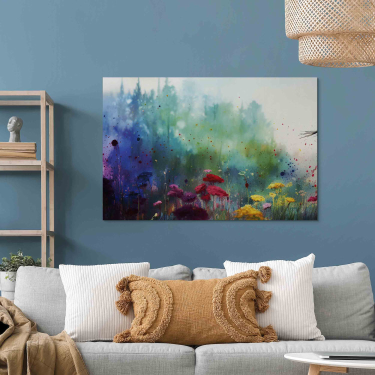 Canvas Print Colorful Flowers - A Painting Composition With a Forest Generated by AI 151077 additionalImage 3