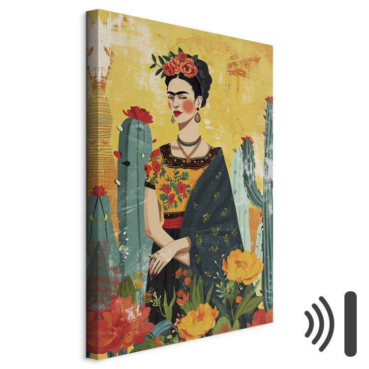 Canvas Art Print Frida Kahlo - An Artistic Representation of the Artist With Cacti 152277 additionalImage 8