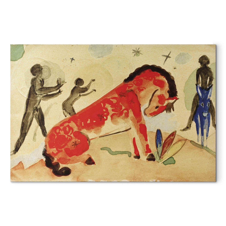 Reproduction Painting Rotes Pferd mit schwarzen Figuren 154377