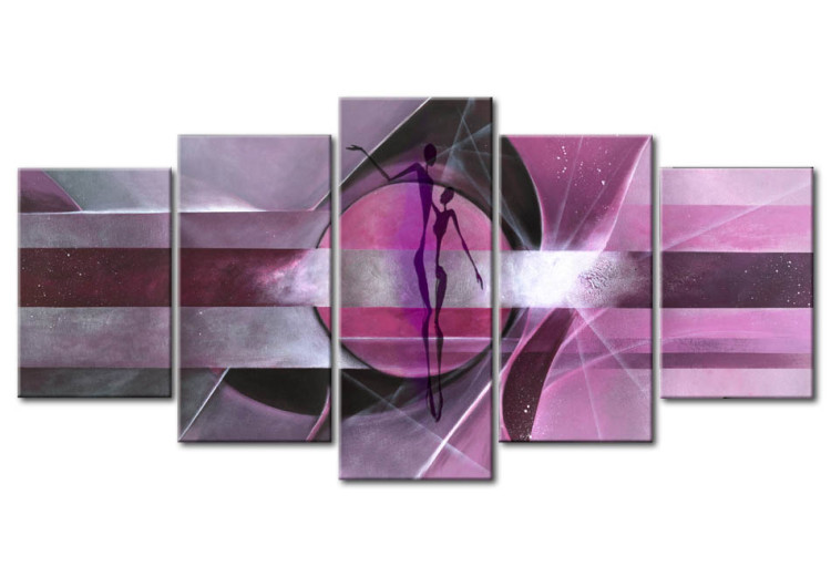 Canvas Purple Love (5-piece) - abstraction with figures and patterns 46677