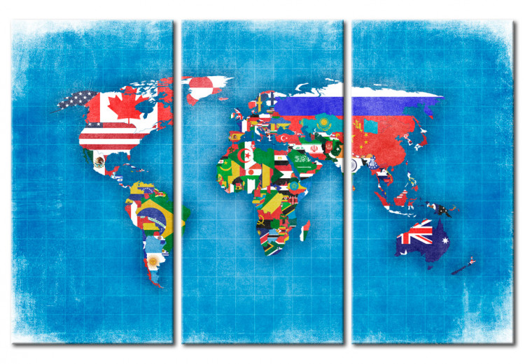 Canvas Art Print Flags of the World - triptych 55377