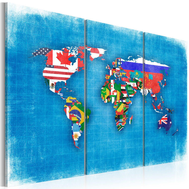 Canvas Art Print Flags of the World - triptych 55377 additionalImage 2