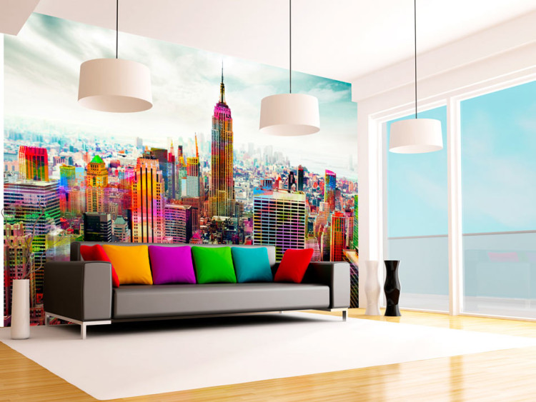 Photo Wallpaper Colors of New York - Architecture with Skyscrapers and Colorful Accents 61577