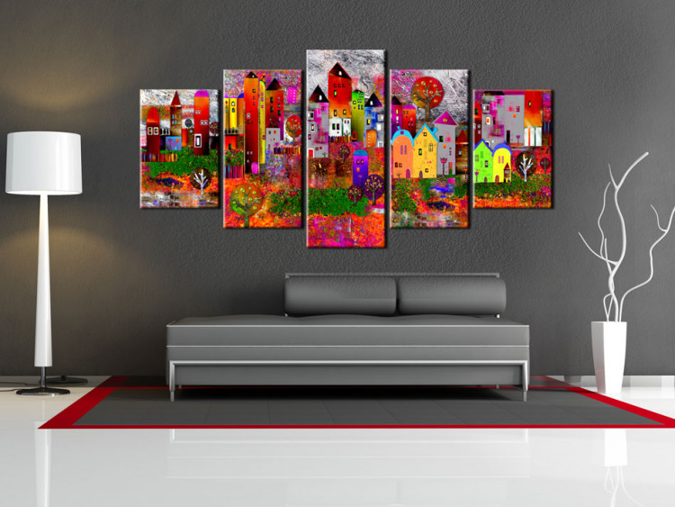 Canvas Art Print Colourful Small Town  91377 additionalImage 3