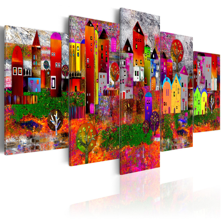 Canvas Art Print Colourful Small Town  91377 additionalImage 2